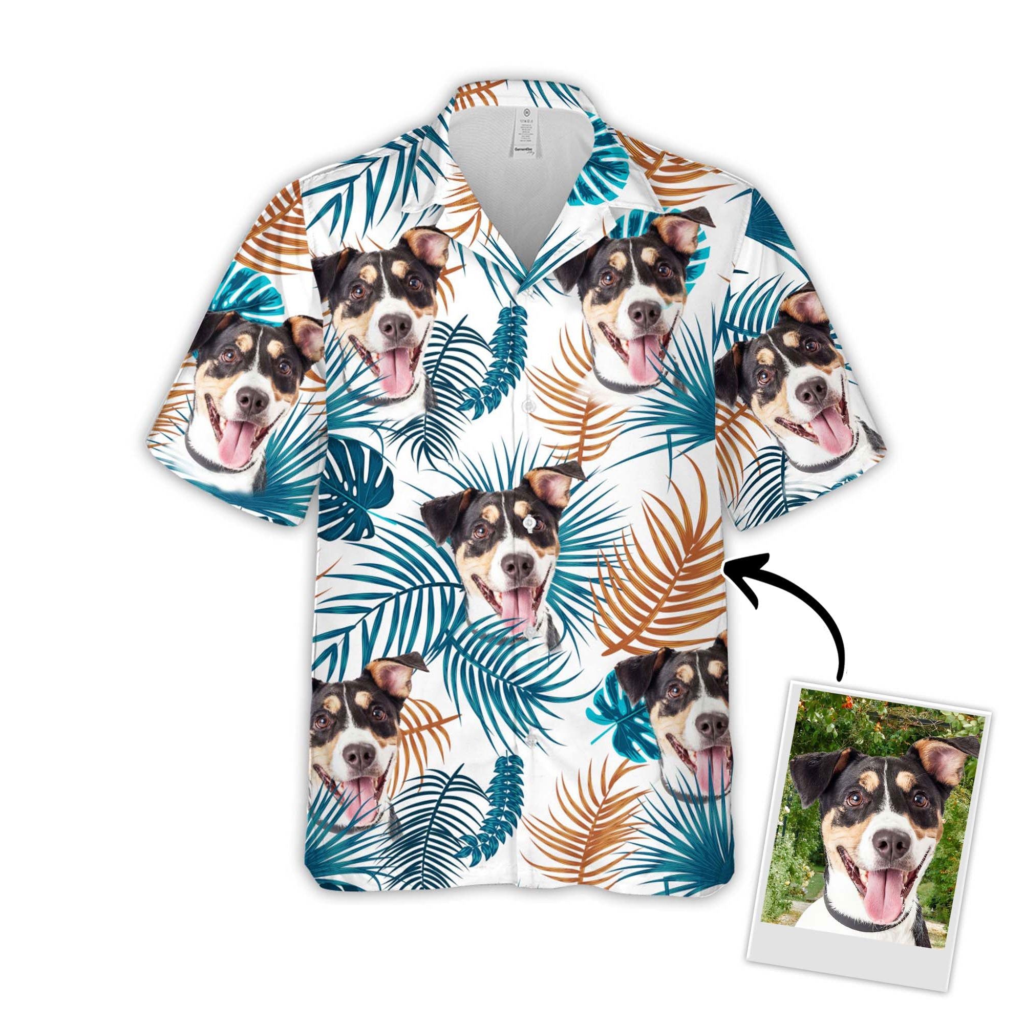 Personalized Gift For Pet Lovers Leaves Pattern White Color Hawaiian Shirt Personalized Gift For Pet Lovers Leaves Pattern White Color Hawaiian Shirt