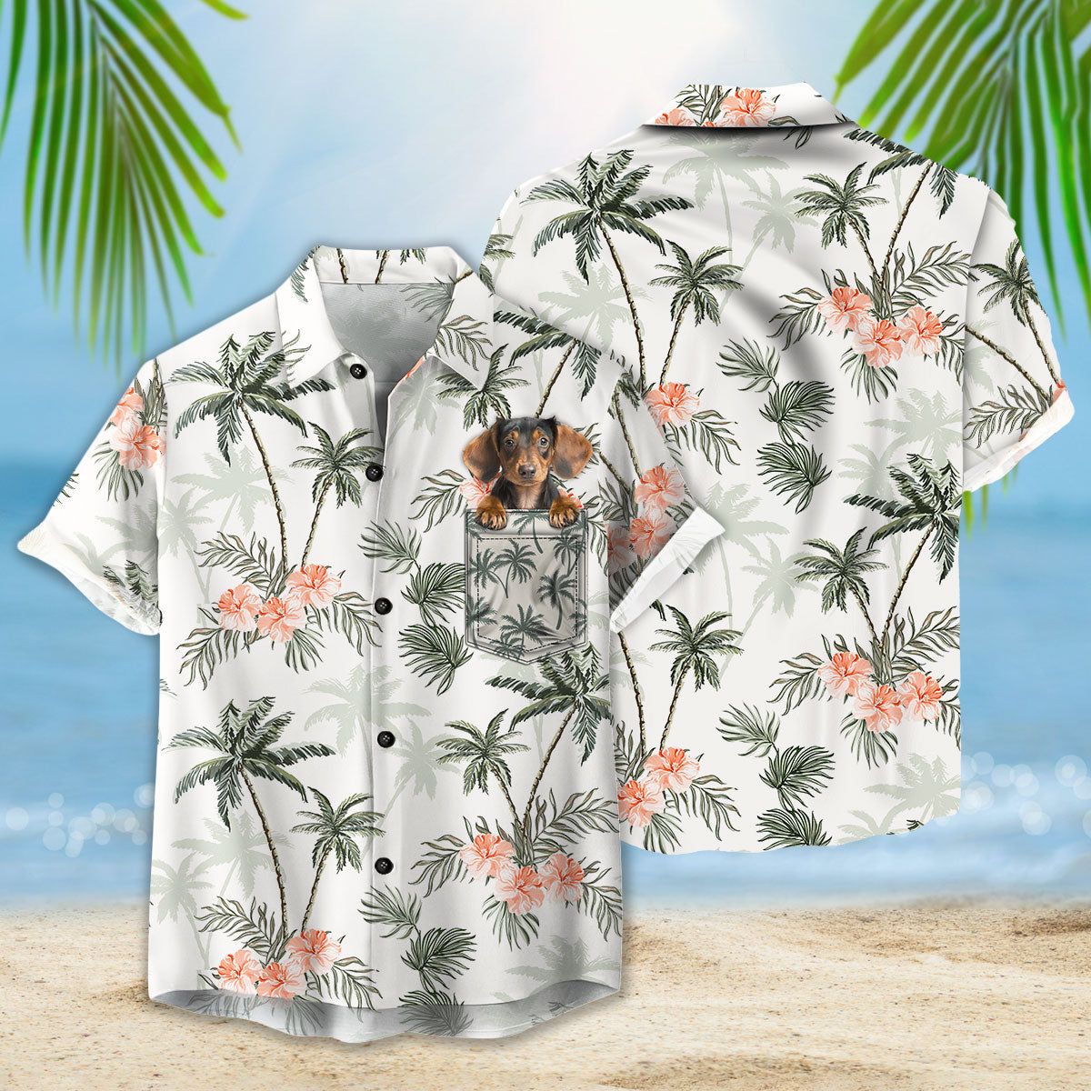 Personalized Gift For Pet Lovers Palm Trees And Cheetah Floral Pattern White Color Hawaiian Shirt