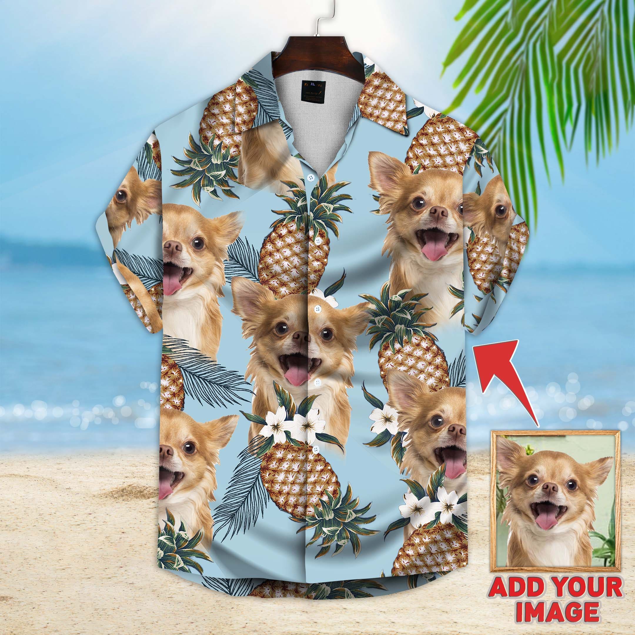 Personalized Gift For Pet Lovers Pineapple Pattern Light Blue Color Hawaiian Shirt