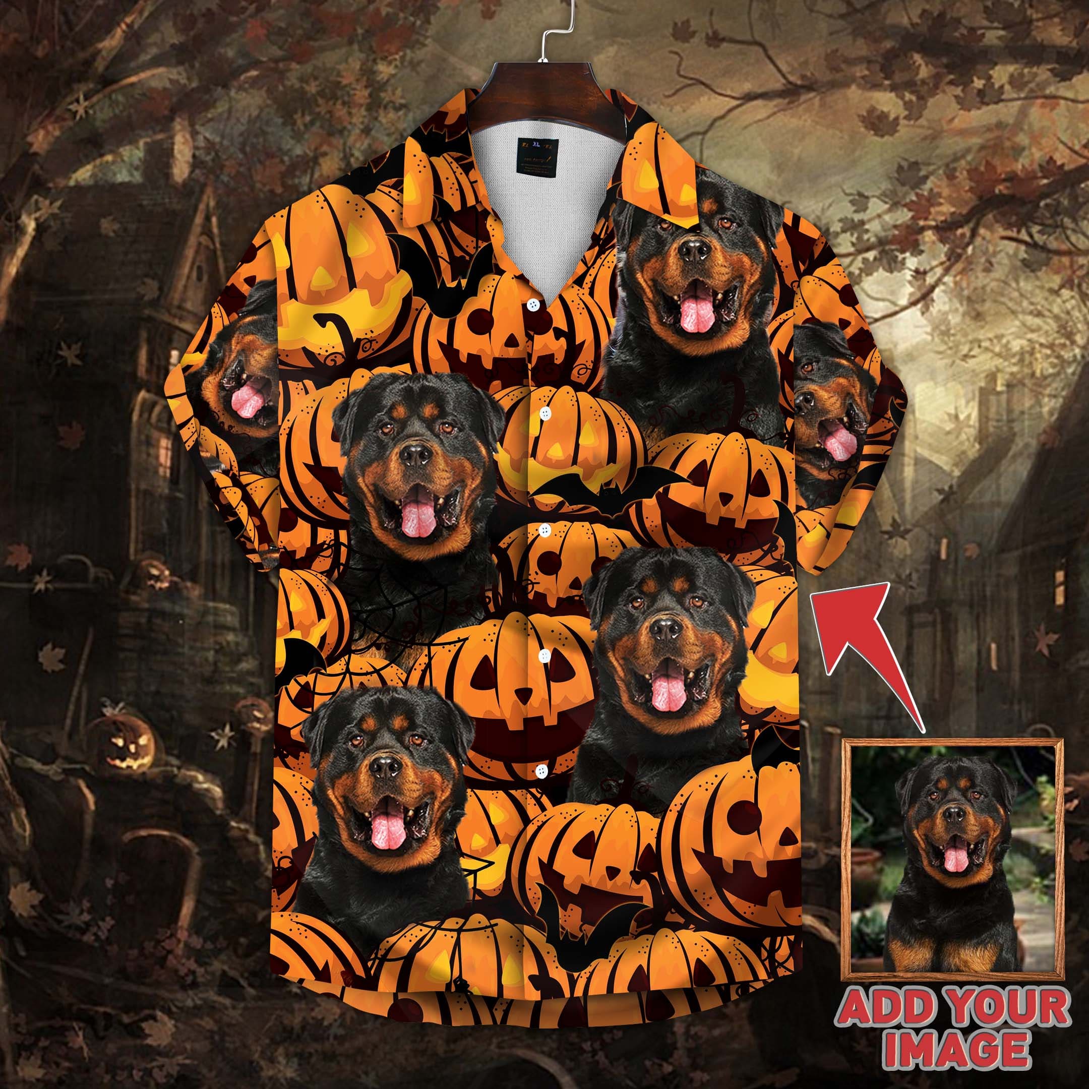 Personalized Gift For Pet Lovers Pumpkin Pattern Black Color Hawaiian Shirt