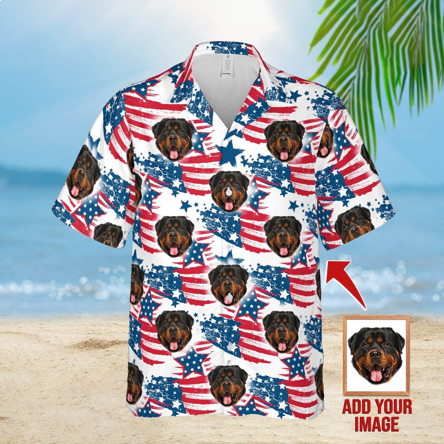 Personalized Gift For Pet Lovers Red & Blue Leaves Pattern Hawaiian Shirt