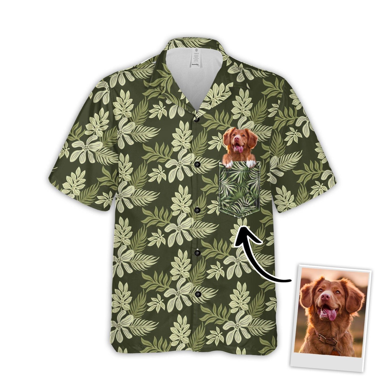 Personalized Gift For Pet Lovers Sunflower & Green Pattern Hawaiian Shirt