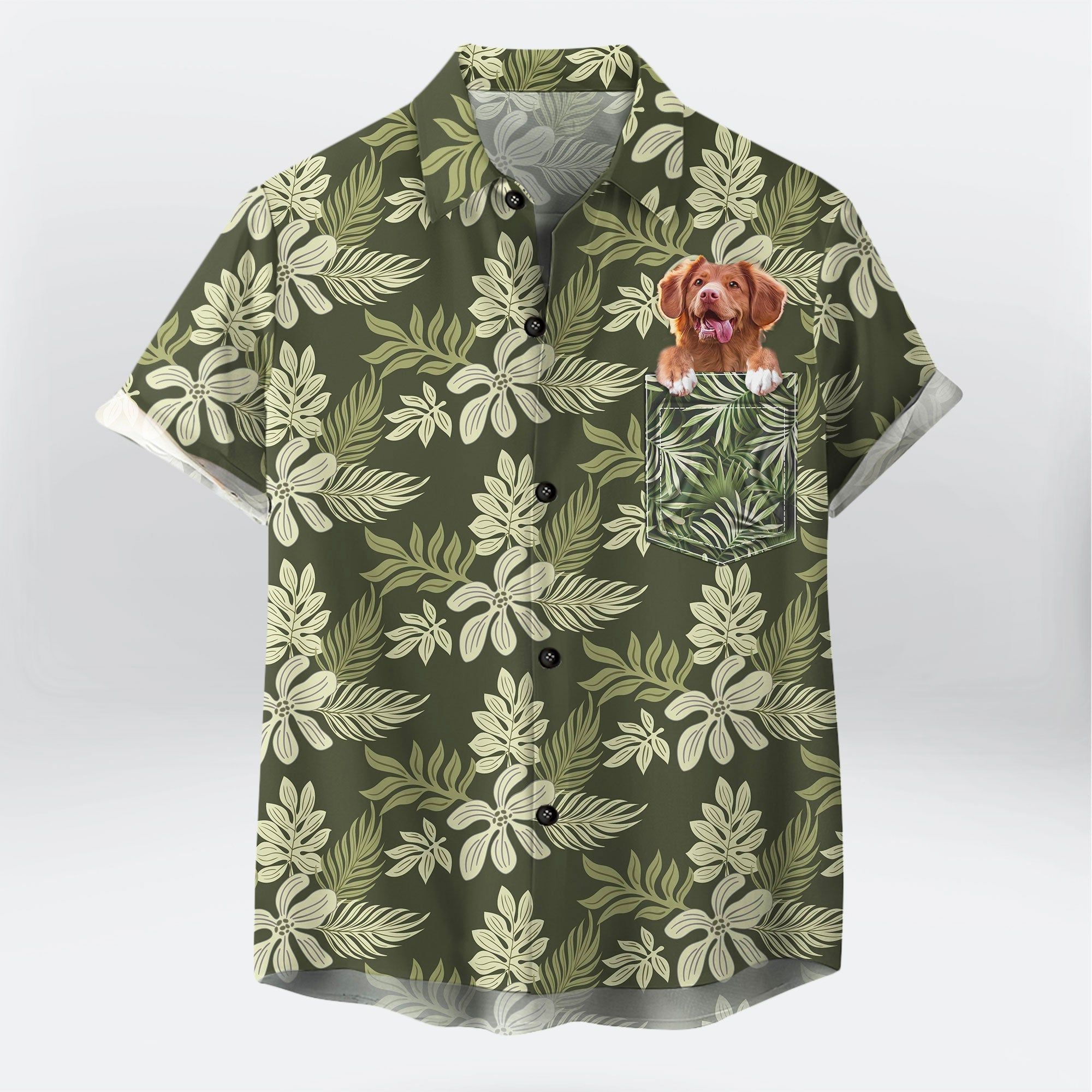 Personalized Gift For Pet Lovers Sunflower & Green Pattern Hawaiian Shirt