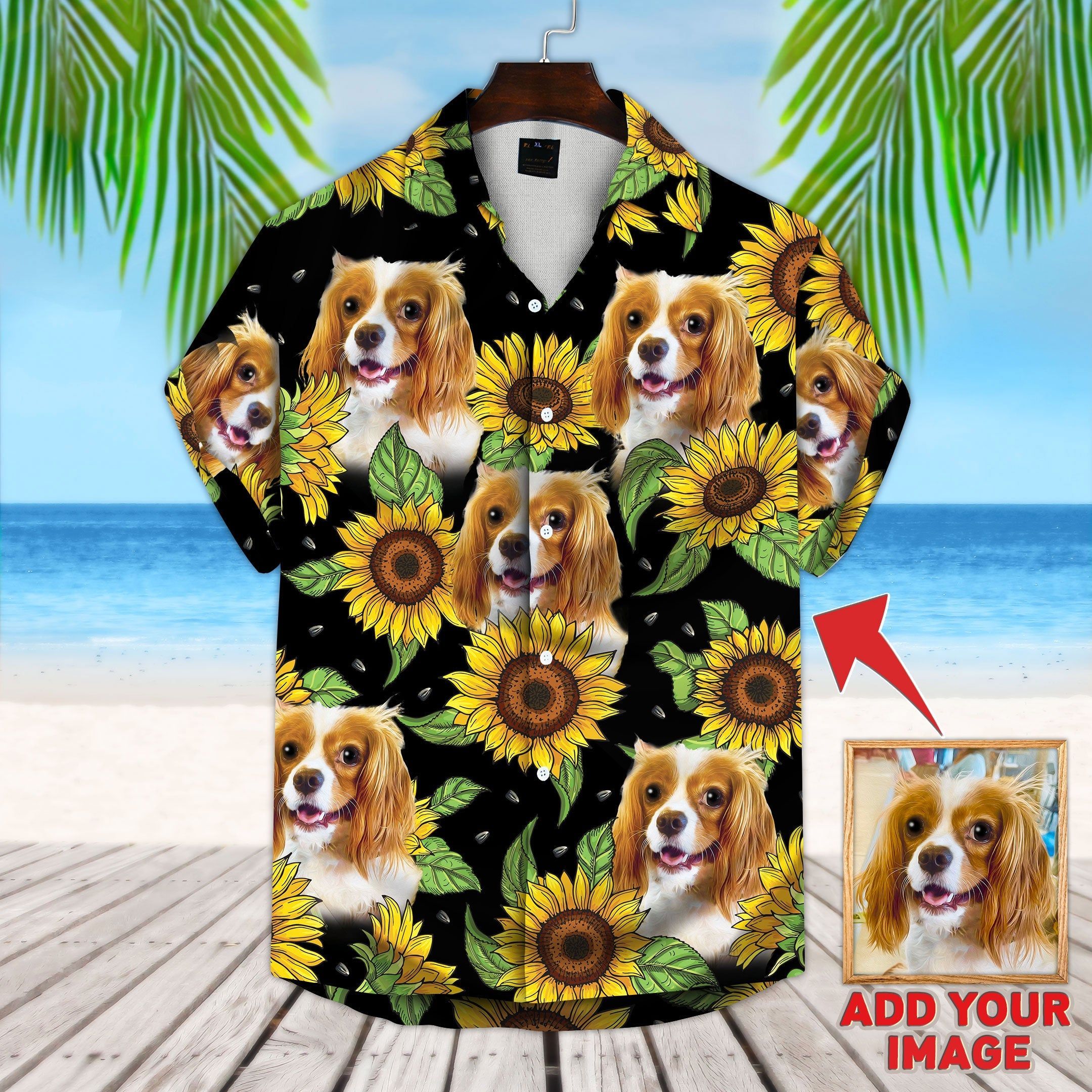 Personalized Gift For Pet Lovers Sunflower & Leaves Pattern Hawaiian Shirt