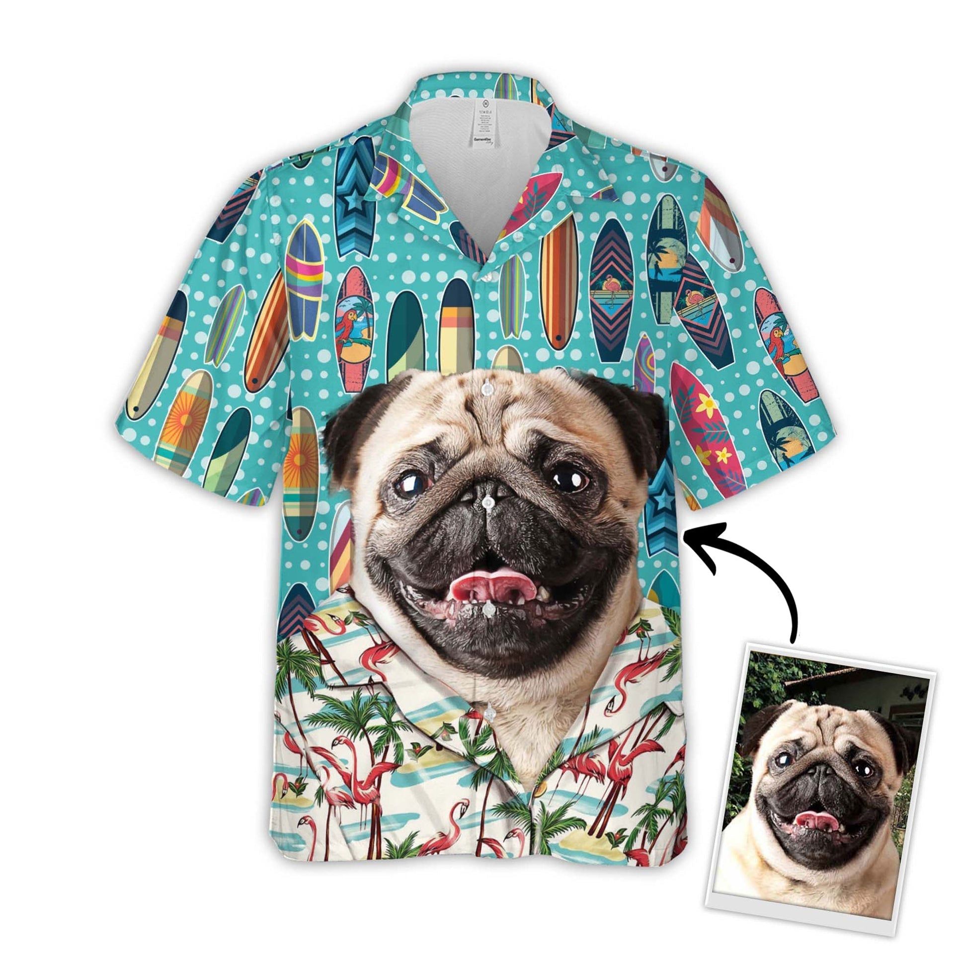 Personalized Gift For Pet Lovers Surfing Pattern Sky Blue Color Hawaiian Shirt Personalized Gift For Pet Lovers Surfing Pattern Sky Blue Color Hawaiian Shirt