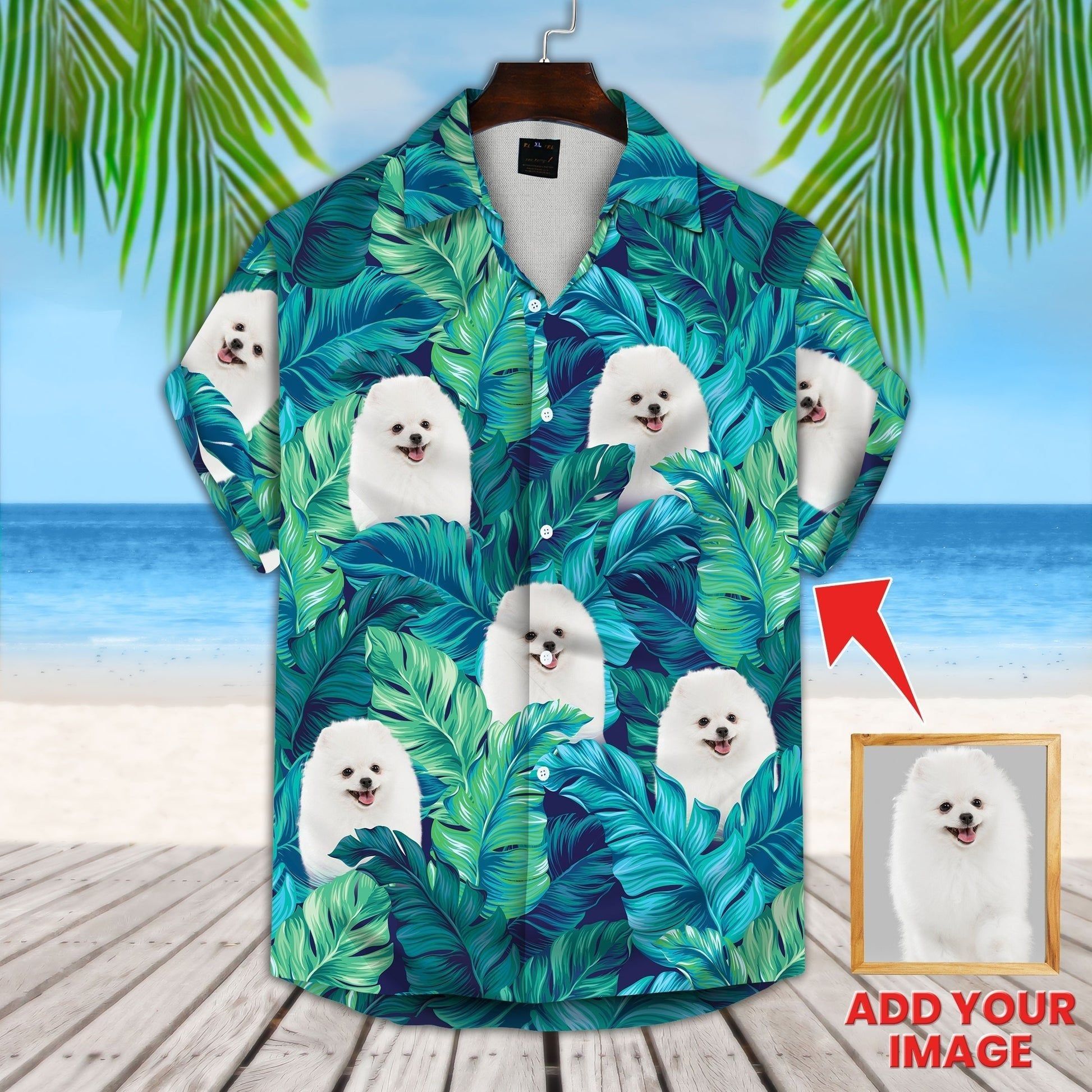 Personalized Gift For Pet Lovers Turquoise And Blue Tropical Leaves Pattern Hawaiian Shirt