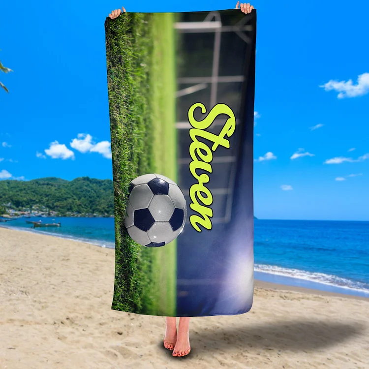 Personalized Kids Soccer Design Lovely Beach Towels Summer Experience
