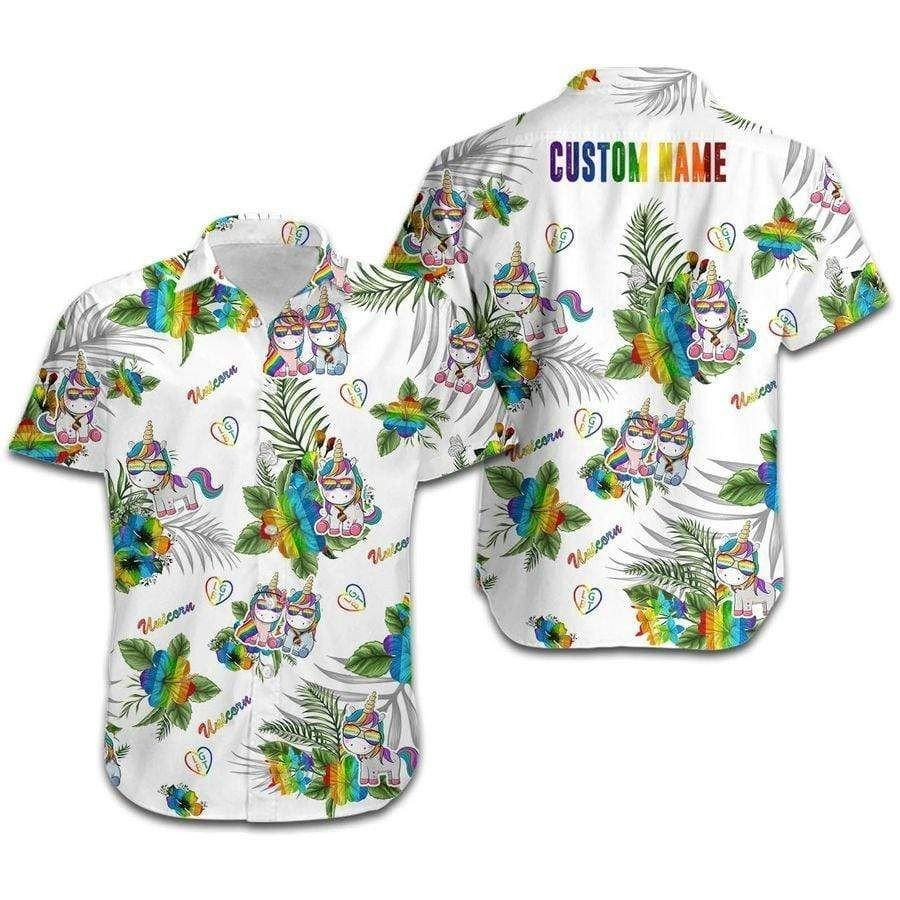 Personalized Lgbt Unicorn Hawaiian Shirt, Hibiscus Custom Name Hawaiian Shirt Personalized Lgbt Unicorn Hawaiian Shirt, Hibiscus Custom Name Hawaiian Shirt