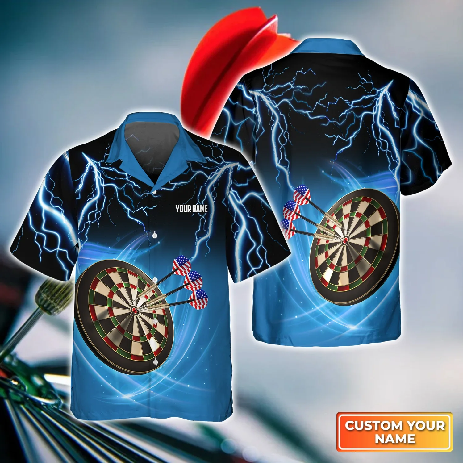 Personalized Name American Flag Dartboart 3D Trendy Hawaiian Shirt, Dart Team Shirts Personalized Name American Flag Dartboart 3D Trendy Hawaiian Shirt, Dart Team Shirts