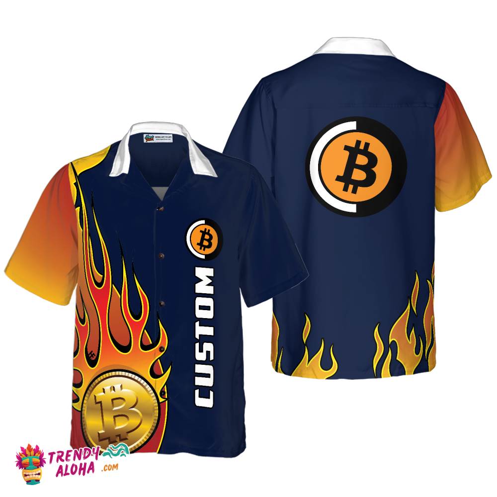 Personalized Name Bitcoin Logo Custom Hawaiian Shirt Personalized Name Bitcoin Logo Custom Hawaiian Shirt
