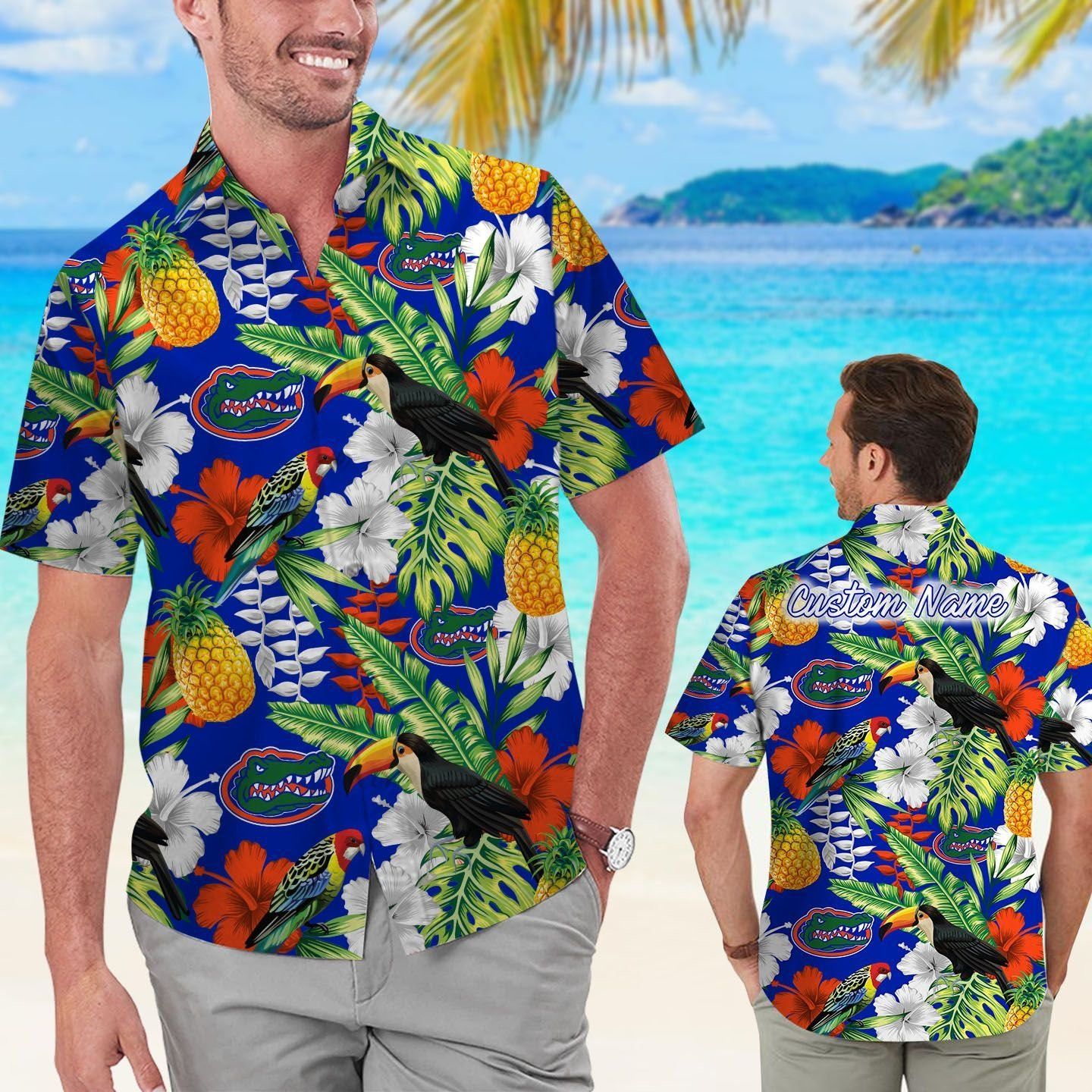 Personalized Parrot Floral Tropical Hawaiian Shirts for Florida Gators Fans