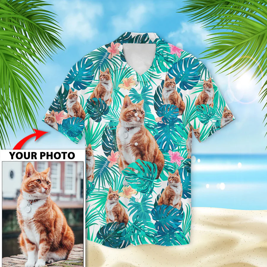 Personalized Photo Cat Trendy Hawaiian Shirt, Trendy Hawaiian Shirts For Men, Women, Gift For Cat Lovers