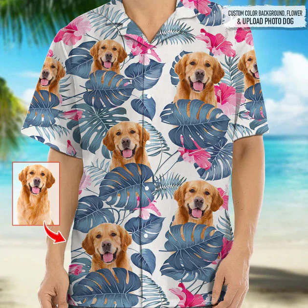 Personalized Photo Upload Dog Men’s Trendy Hawaiian Shirt, Dog Flowers Pattern Short-Sleeve Trendy Hawaiian Shirt For Men, Women Personalized Photo Upload Dog Men’s Trendy Hawaiian Shirt, Dog Flowers Pattern Short-Sleeve Trendy Hawaiian Shirt For Men, Women
