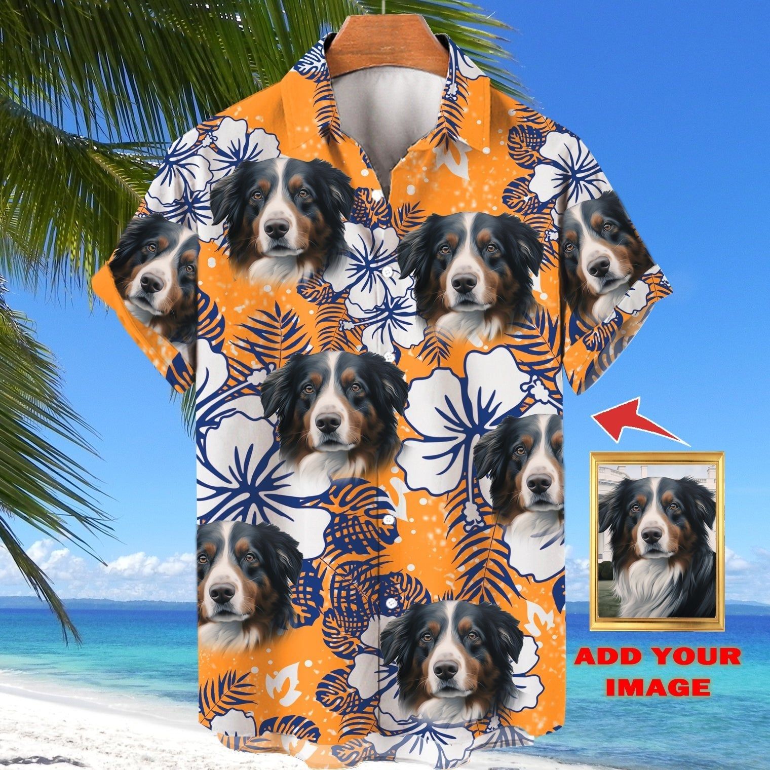Personalized Puppy Lovers Gift Flowers Pattern Orange Color Hawaiian Shirt