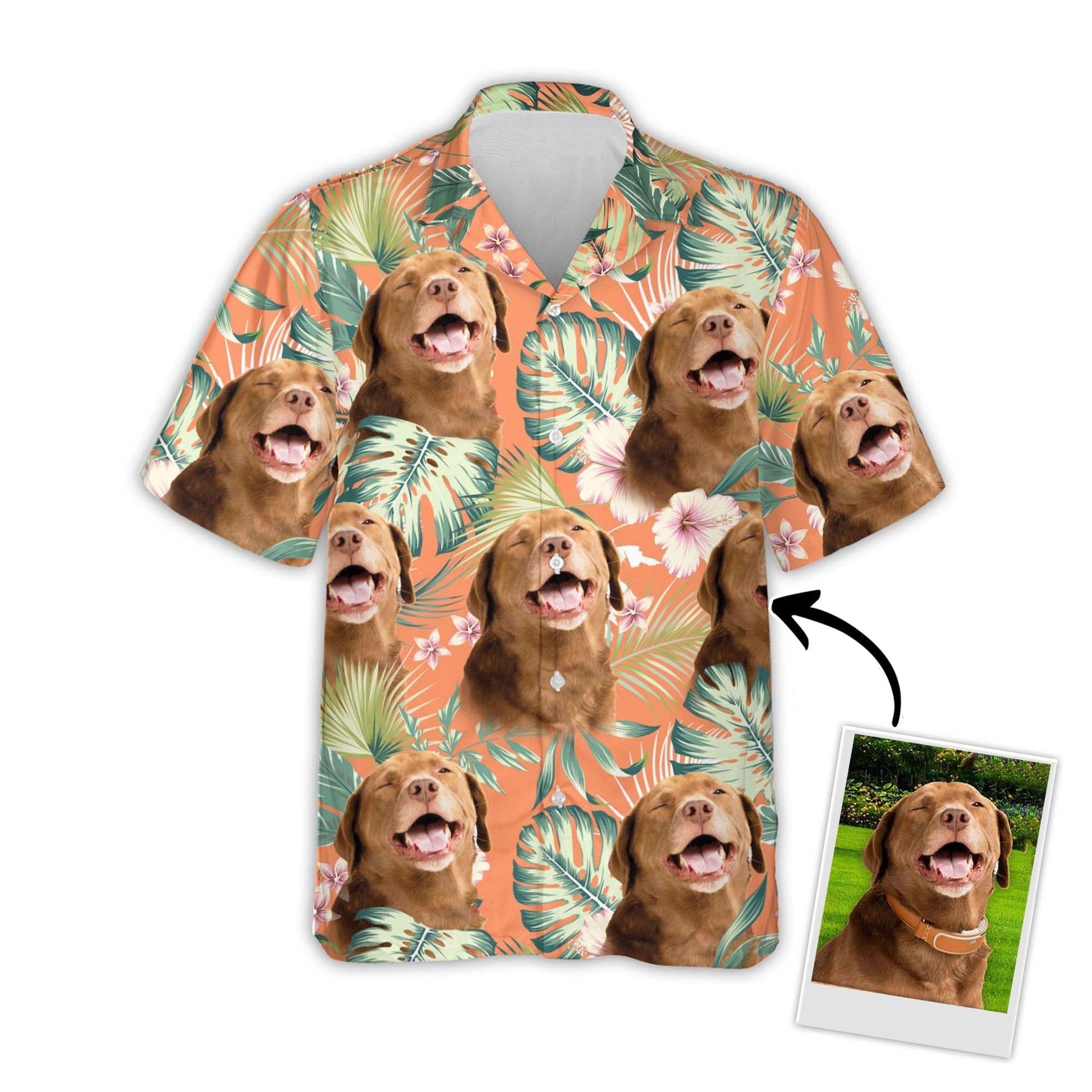 Personalized Puppy Lovers Gift Leaves & Flowers Pattern Carrot Color Hawaiian Shirt Personalized Puppy Lovers Gift Leaves & Flowers Pattern Carrot Color Hawaiian Shirt