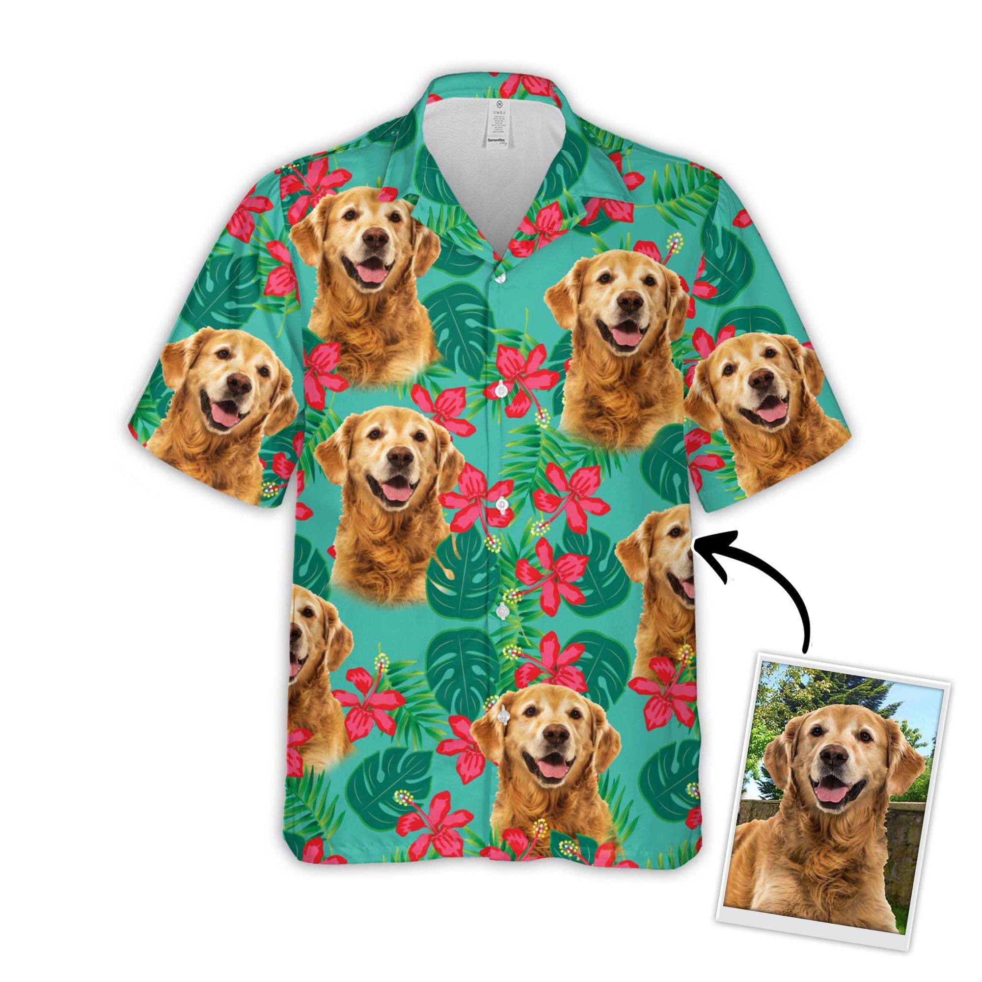 Personalized Puppy Lovers Gift Leaves & Flowers Pattern Mint Color Hawaiian Shirt Personalized Puppy Lovers Gift Leaves & Flowers Pattern Mint Color Hawaiian Shirt