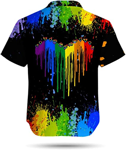 Personalized Rainbow Paint Color Lgbt Men Aloha Hawaiian Shirt For Lgbt