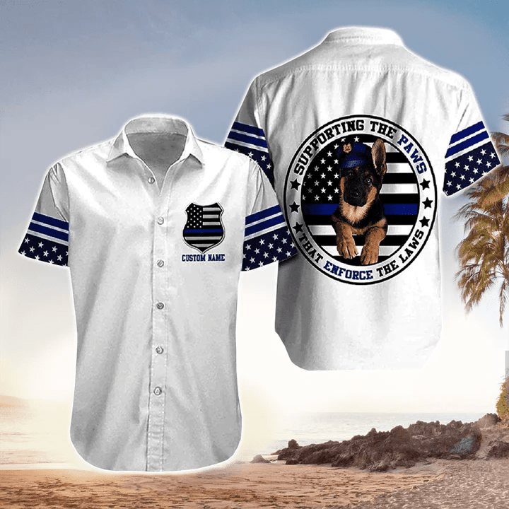 Personalized Supporting The Paws Police Trendy Hawaiian Shirt With Puppy German Shepherd