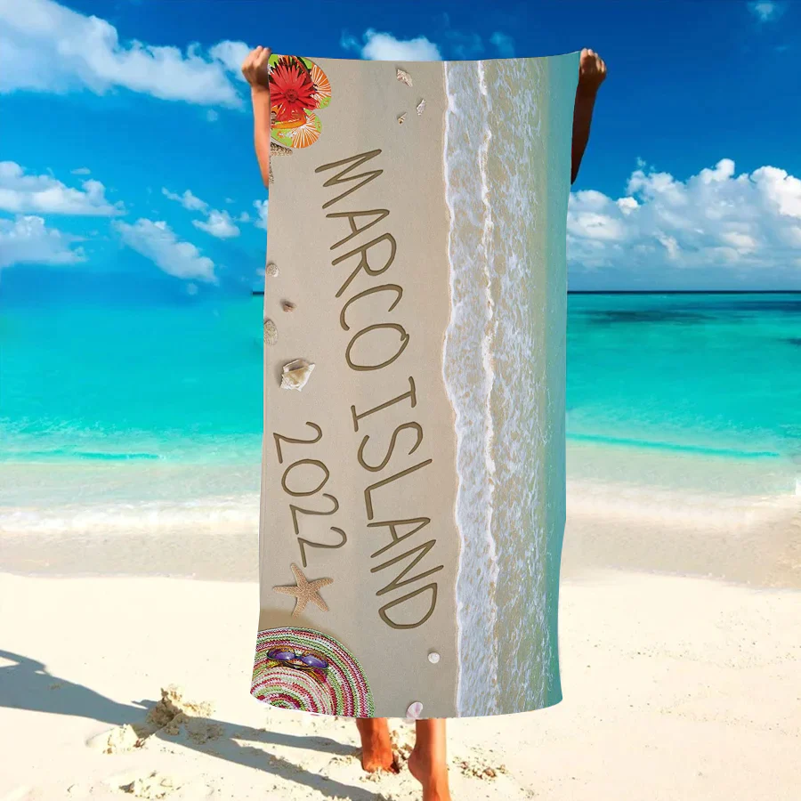Personalized Written in Sand Beach Towels Spring Break Vacation Memento