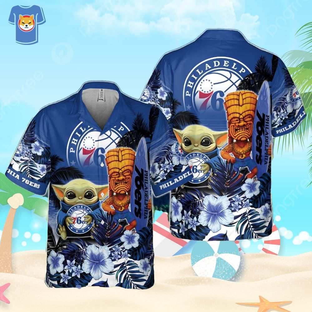 Philadelphia 76Ers Baby Yoda National Basketball 3D Association Hawaiian Shirt Philadelphia 76Ers Baby Yoda National Basketball 3D Association Hawaiian Shirt