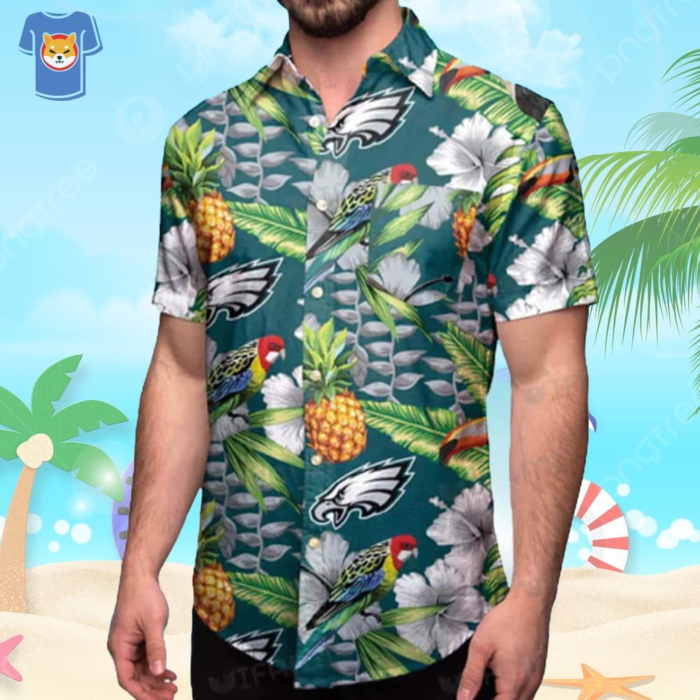Philadelphia Eagles Hawaiian Shirt Tropical Parrots Best Beach Gift