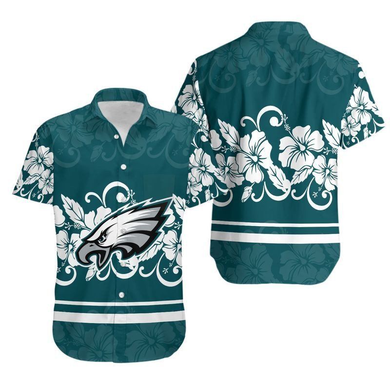 Philadelphia Eagles Hibiscus Flowers Hawaiian Shirt and Shorts: Summer Collection, Trendy Aloha
