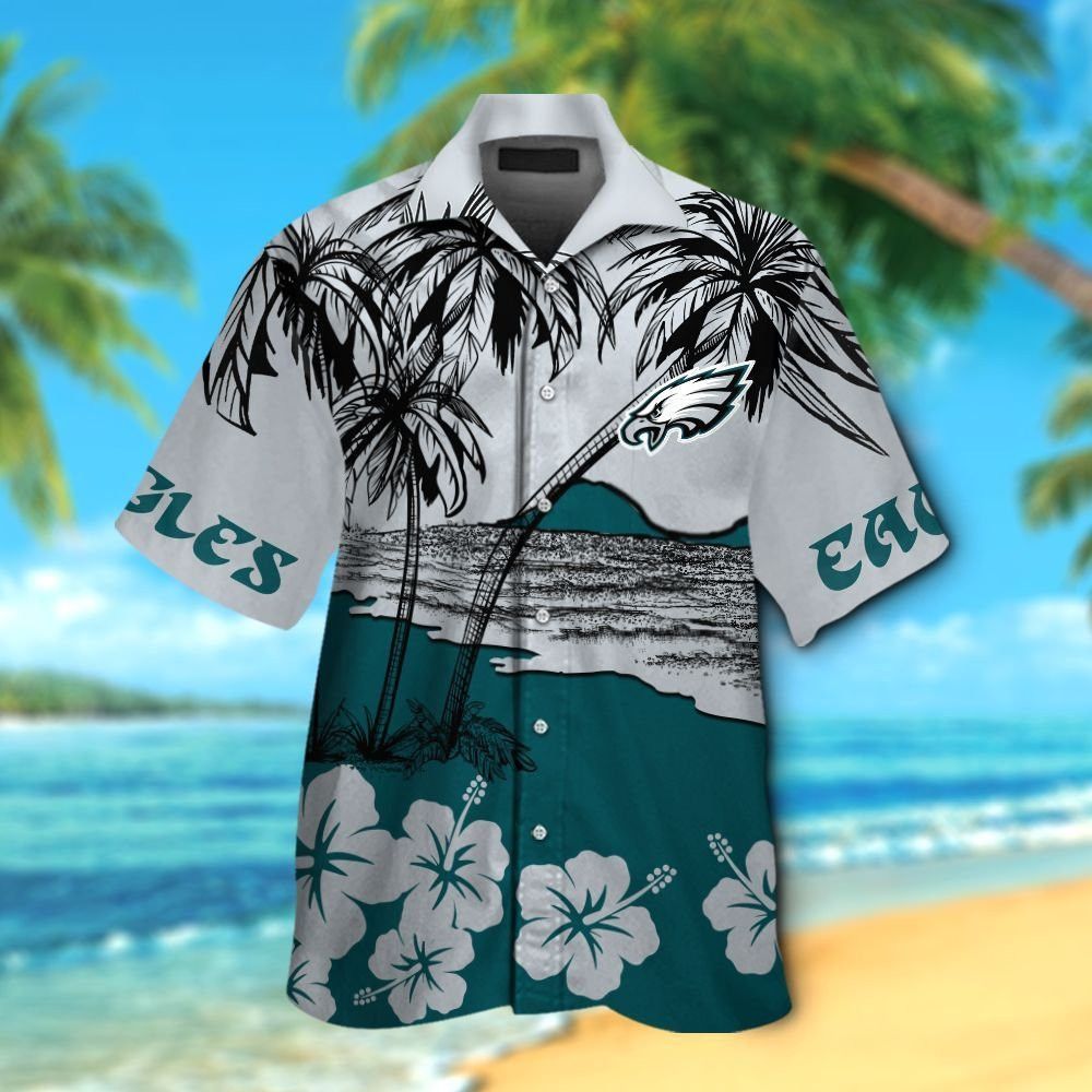 Philadelphia Eagles Short Sleeve Button Up Tropical Hawaiian Shirt VER028