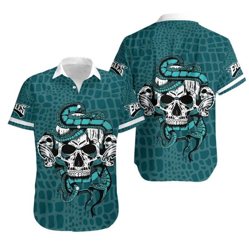 Philadelphia Eagles Snake and Skull Hawaiian Shirt and Shorts: Summer Collection
