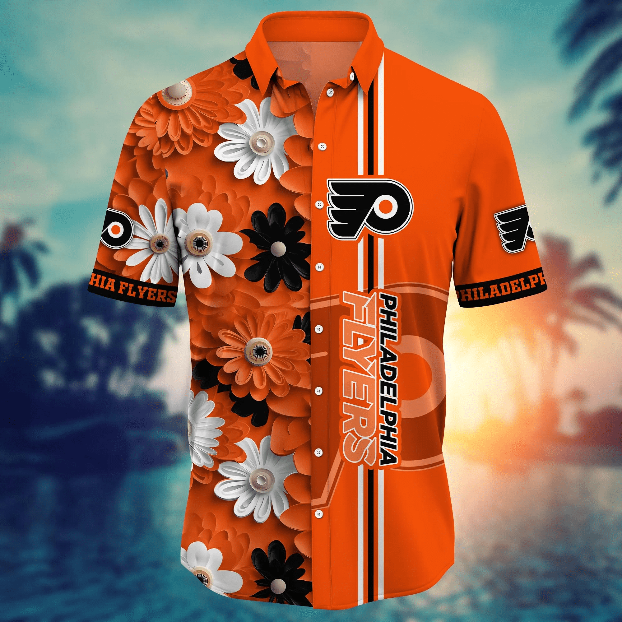Philadelphia Flyers NHL Hawaiian Shirt Summer Nights Aloha Shirt