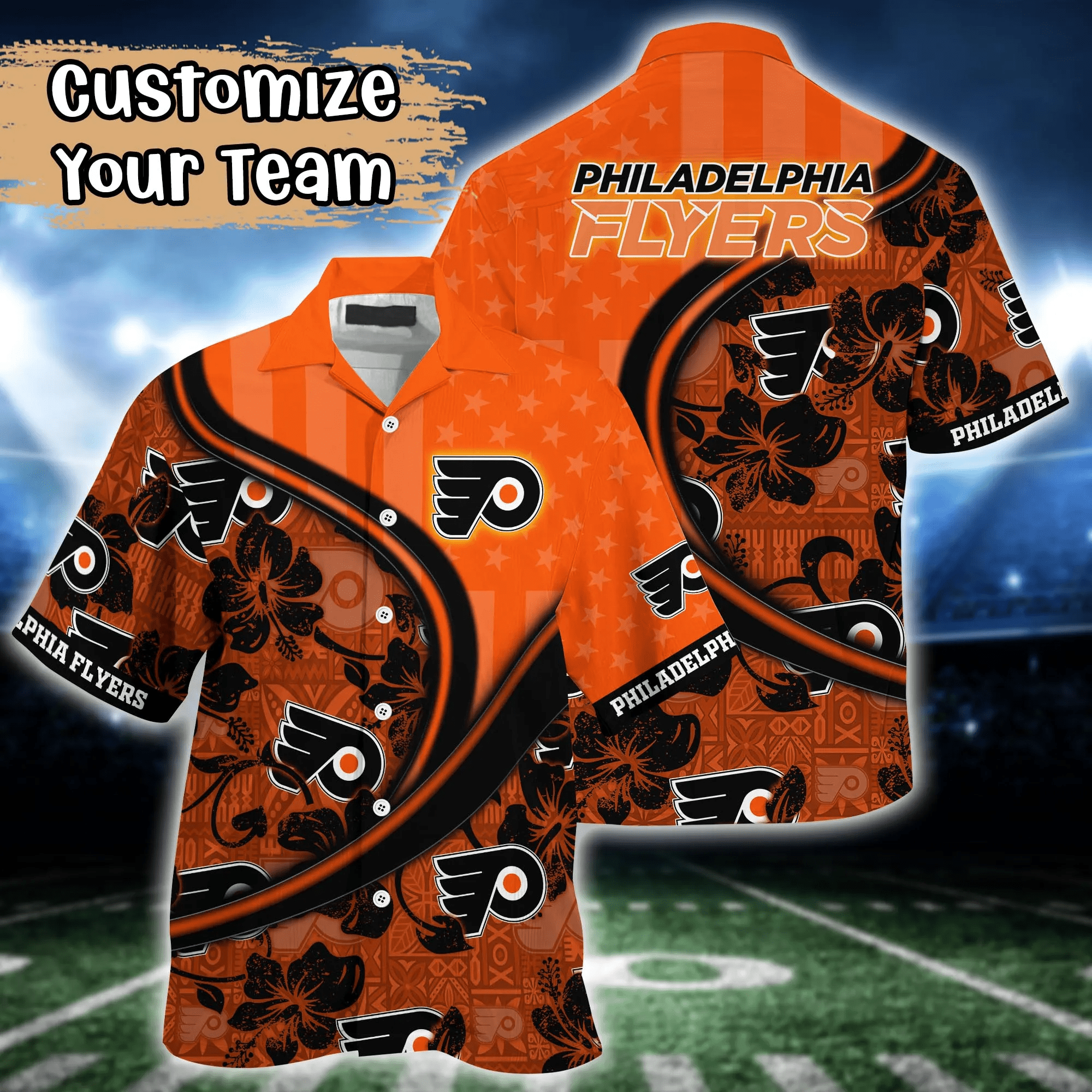 Philadelphia Flyers NHL Us Flag Hawaiian Shirt Custom Summer Aloha Shirt