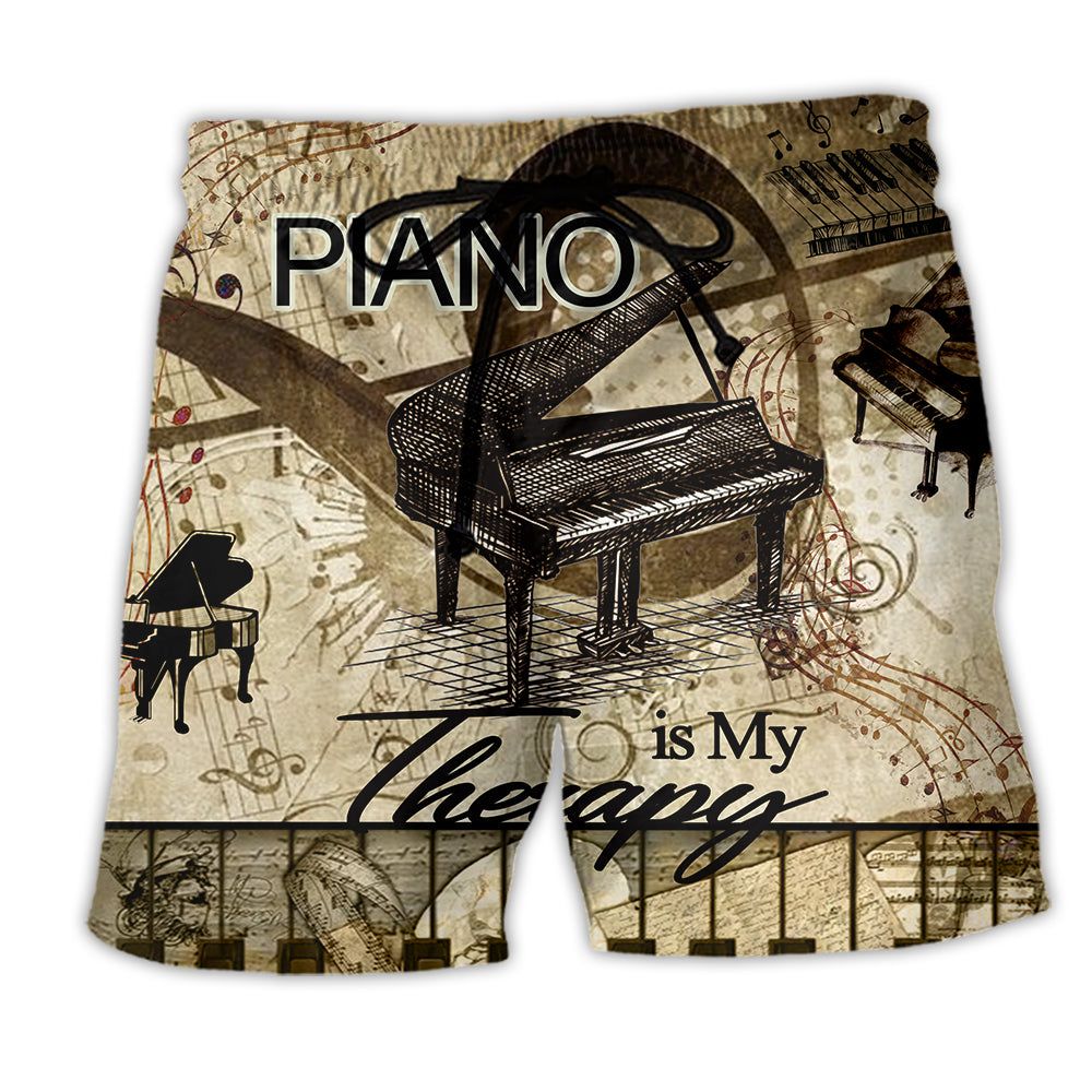 Piano Is My Therapy Vintage Trendy Aloha Hawaiian Beach Shorts Piano Is My Therapy Vintage Trendy Aloha Hawaiian Beach Shorts