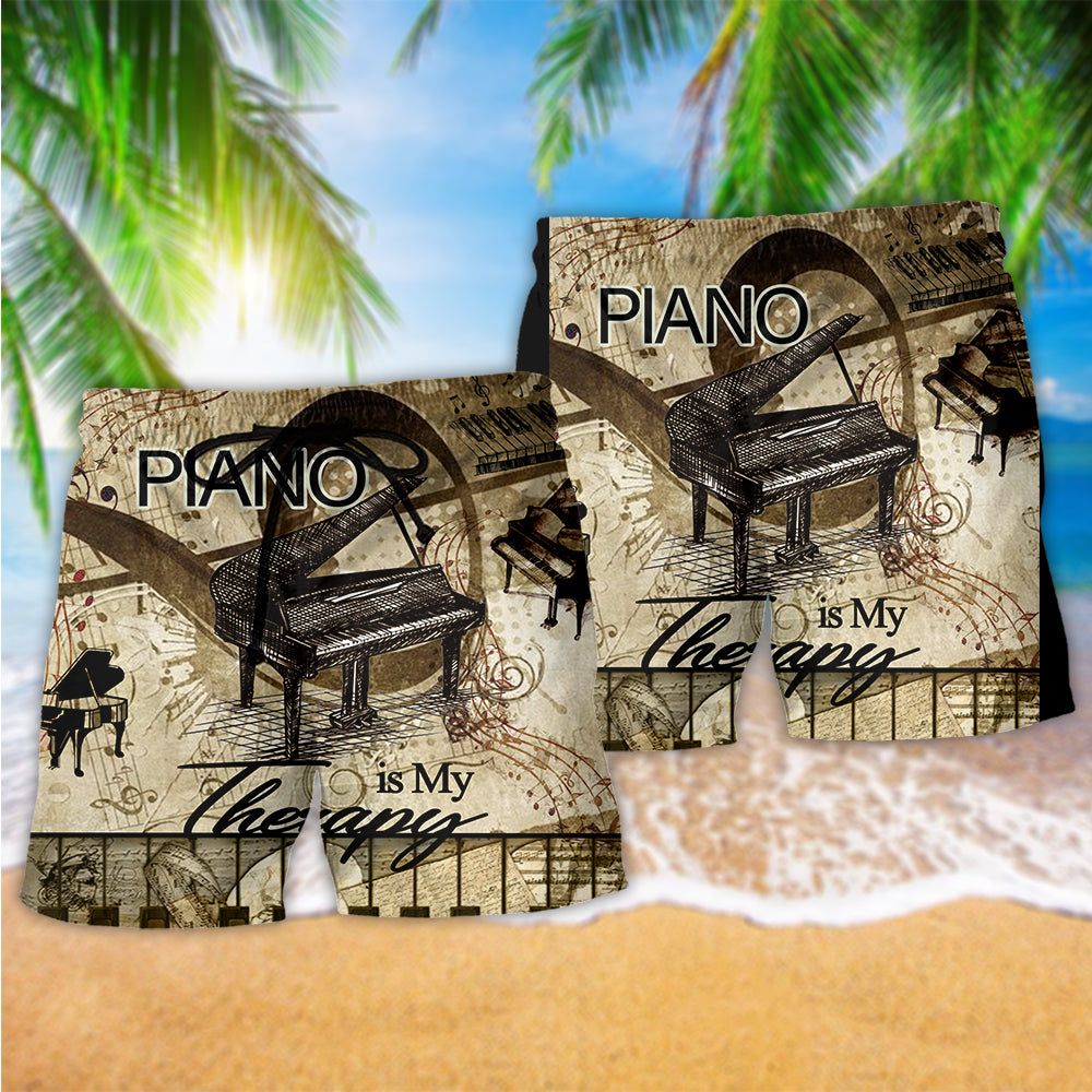 Piano Is My Therapy Vintage Trendy Aloha Hawaiian Beach Shorts