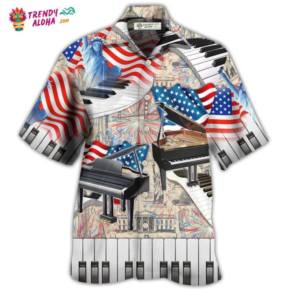 Piano Music Independence Day Hawaiian Shirt – Trendy Aloha Piano Music Independence Day Hawaiian Shirt – Trendy Aloha