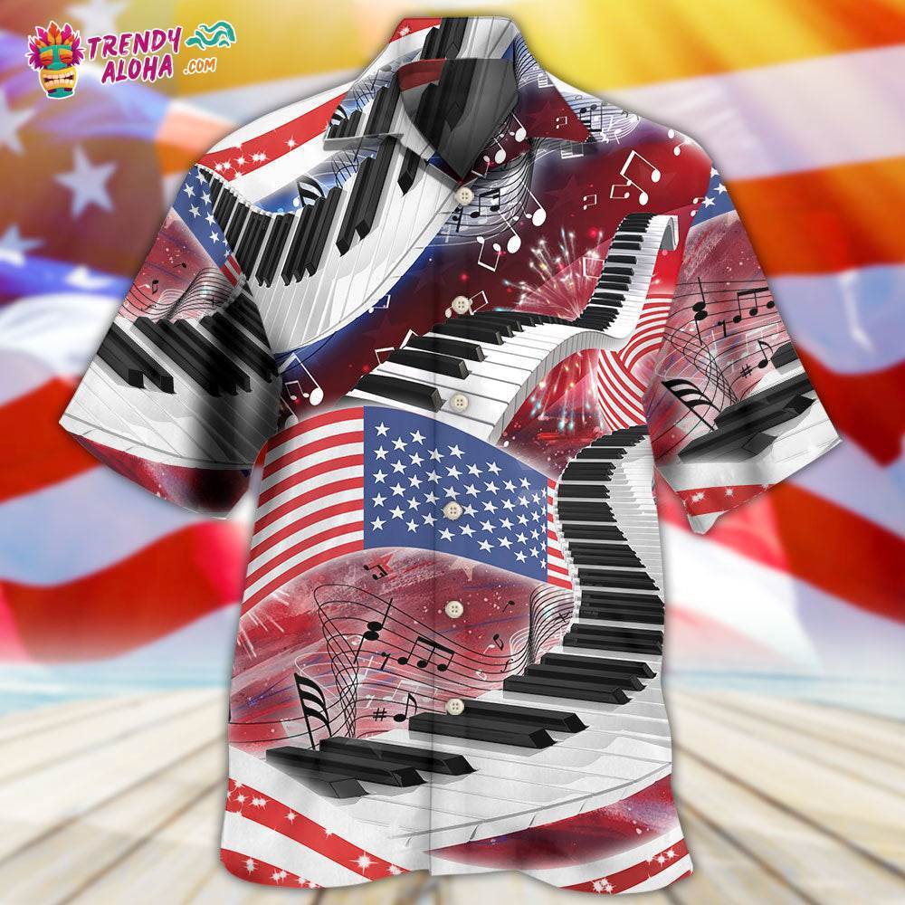 Piano Music Lover Usa Flag Independence Day Hawaiian Shirt – Trendy Aloha
