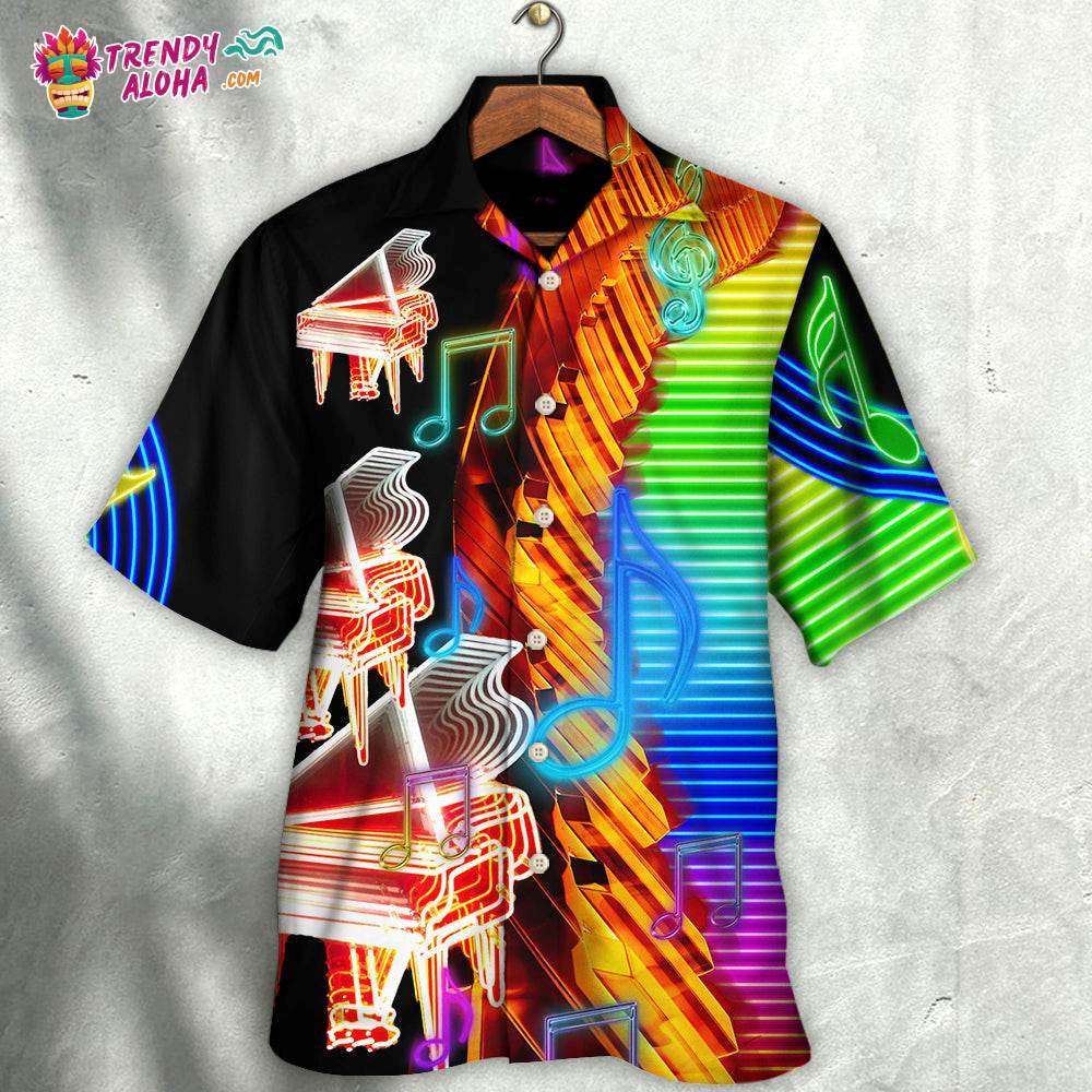 Piano Music Neon Colorful Hawaiian Shirt – Trendy Aloha