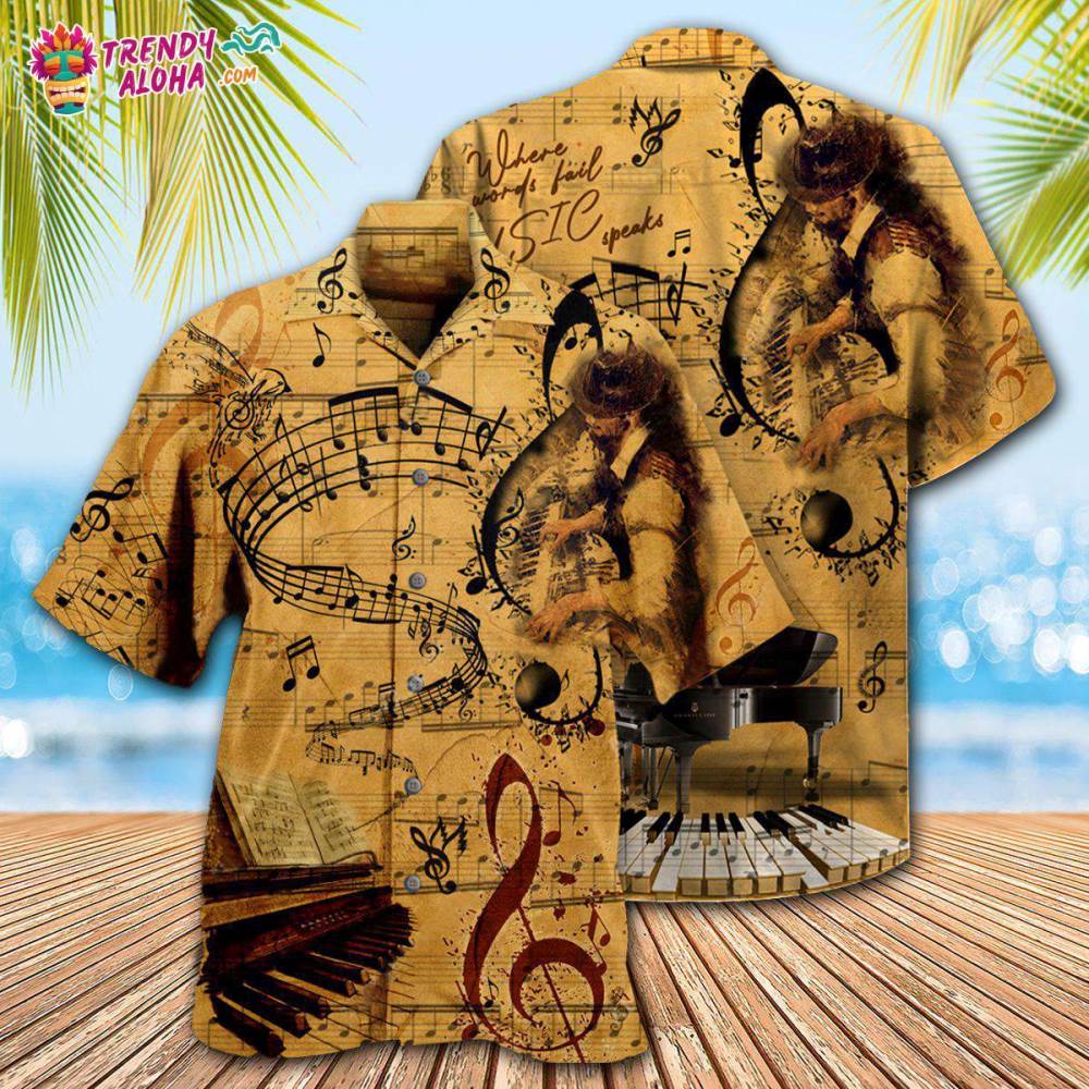 Piano Music Where Words Fail Music Speaks Hawaiian Shirt – Trendy Aloha