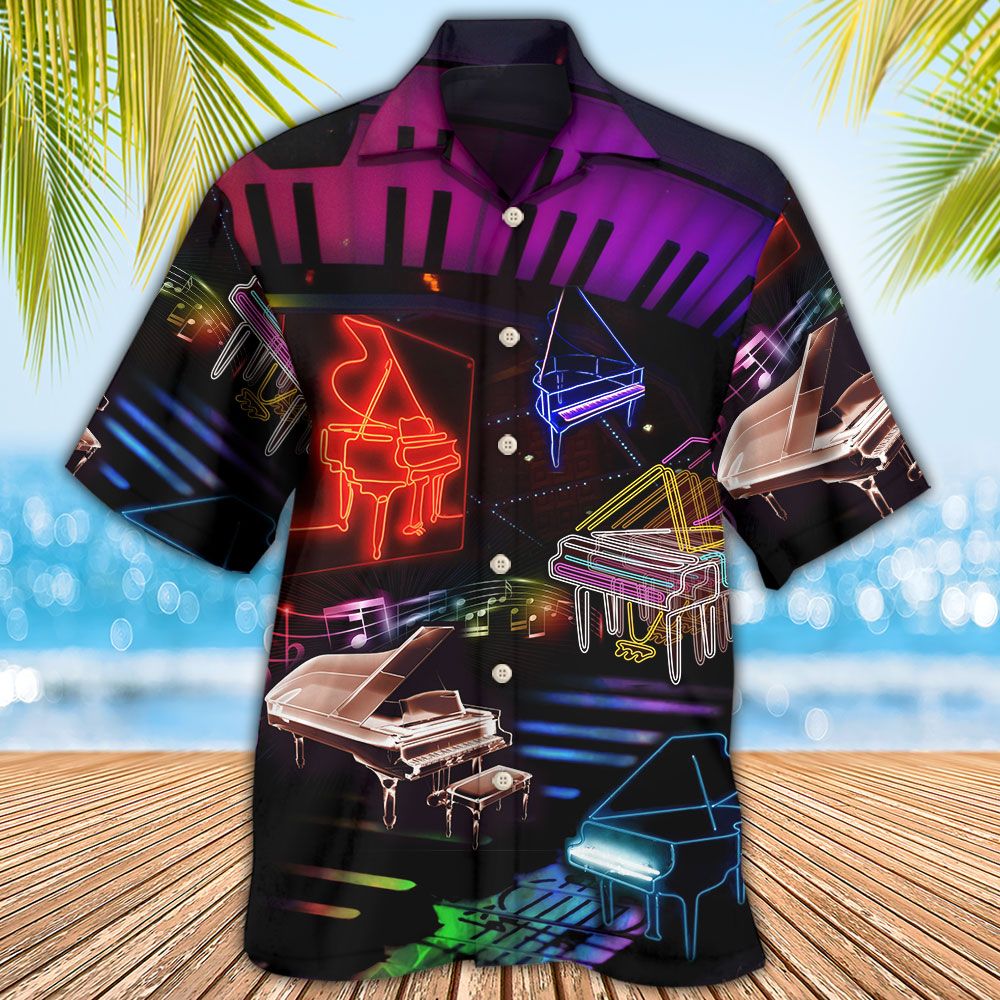 Piano Neon Style Music Lover Trendy Aloha Hawaiian Beach Shorts