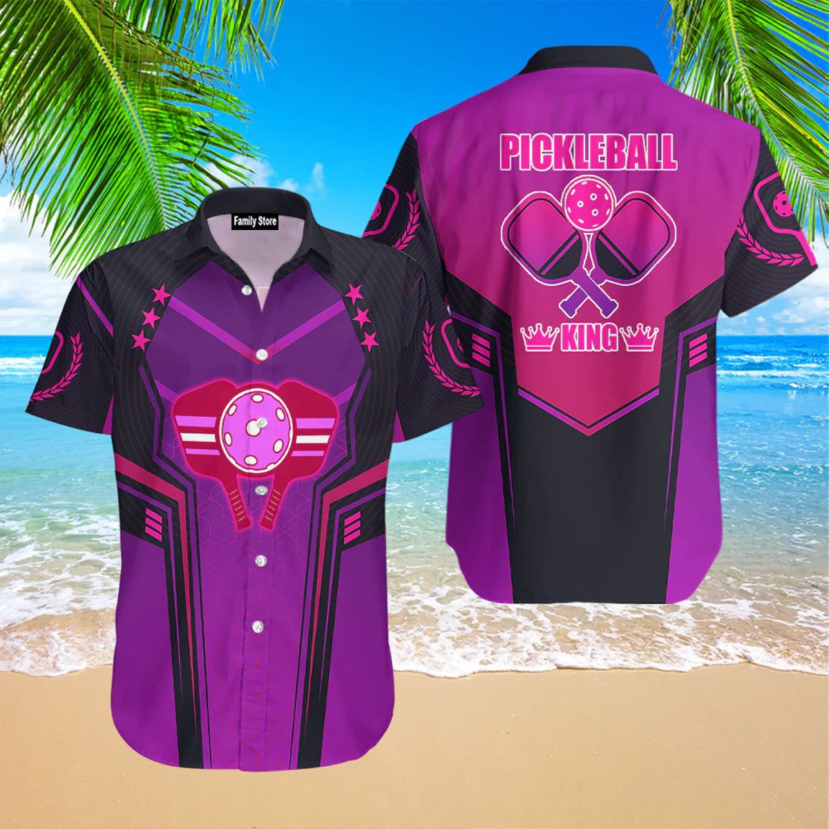 Pickleball Paddles Purple Pickleball Player Hawaiian Shirts