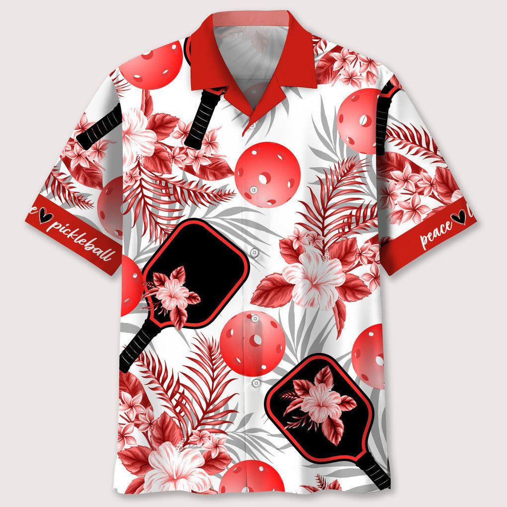 Pickleball Red Trendy Hawaiian Shirt