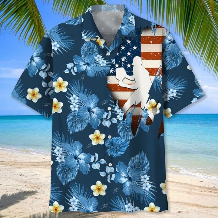 Pickleball Usa Red Tropical Trendy Hawaiian Shirt, Tropical Aloha Shirts Short Sleeve Beach Holiday Casual Shirts