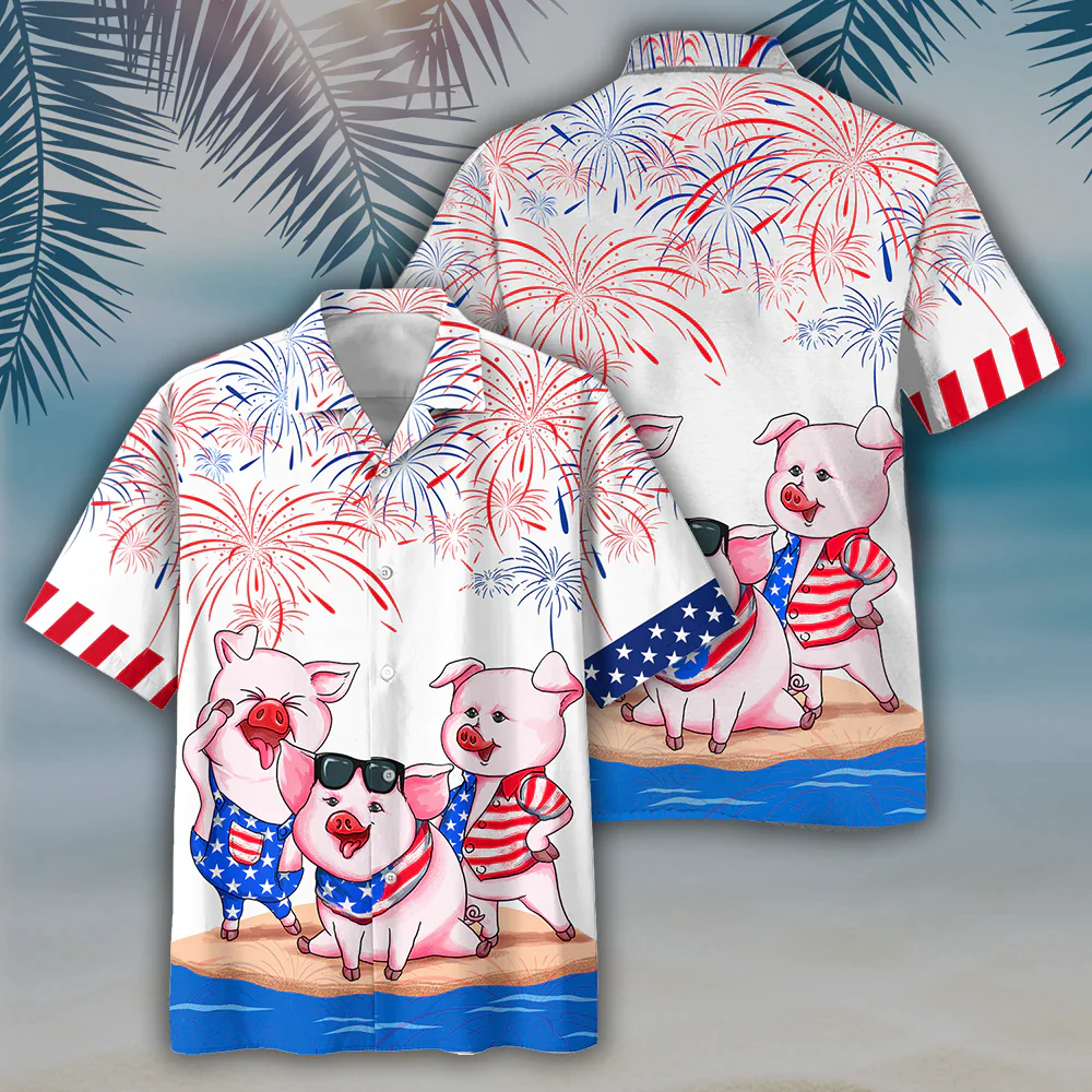 Pig 4Th Of July Trendy Hawaiian Shirt, Men’s Usa Patriotic Trendy Hawaiian Shirt, Patriotic Aloha Shirts Pig 4Th Of July Trendy Hawaiian Shirt, Men’s Usa Patriotic Trendy Hawaiian Shirt, Patriotic Aloha Shirts