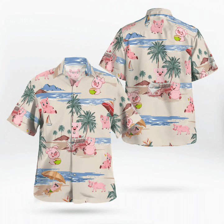 Pig Aloha Trendy Hawaiian Shirt, Pig Beach Pattern Trendy Hawaiian Shirt, Pig Aloha Hawaii Shirt For Summer – Perfect Gift For Men, Women