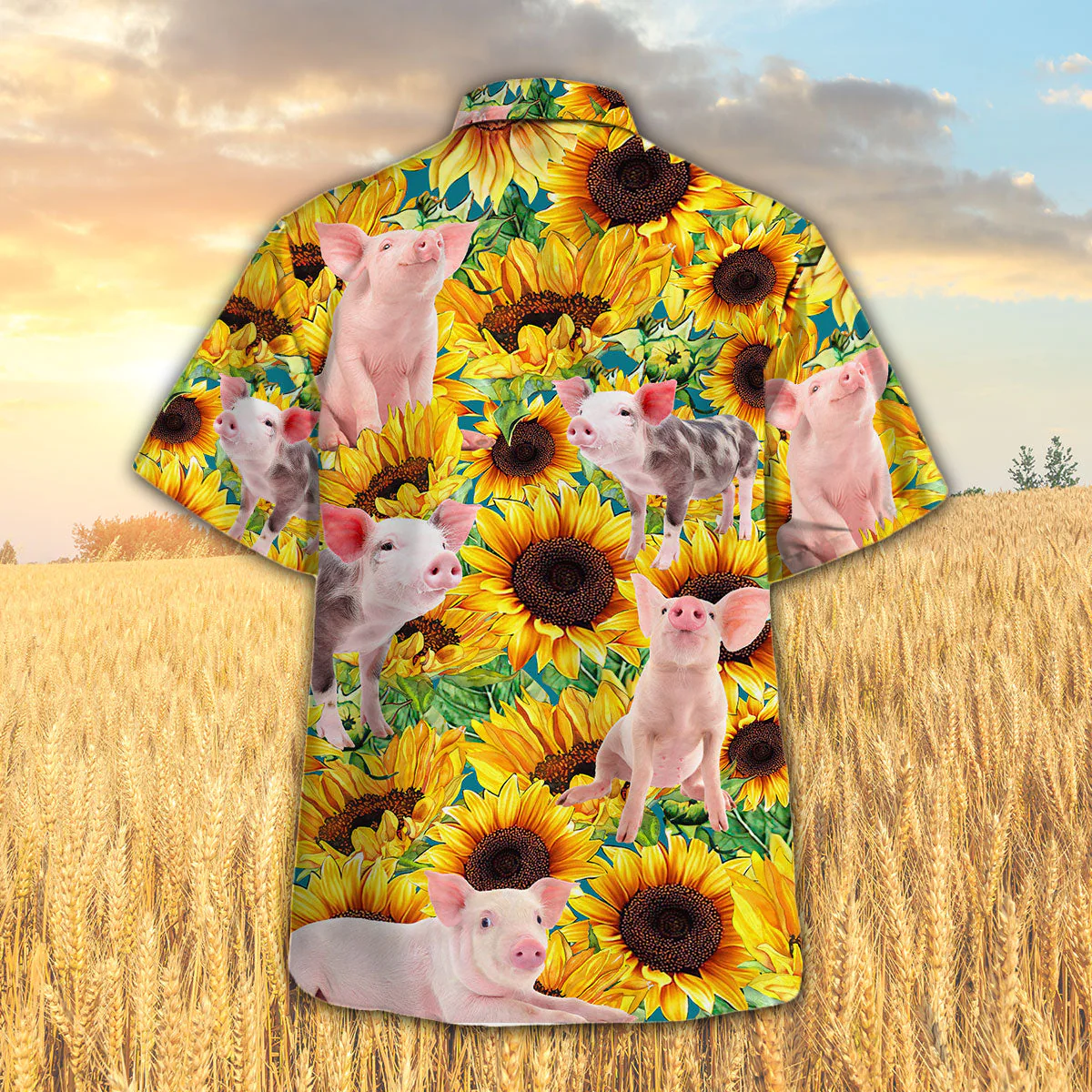 Pig Amidst Sunflowers 3D Hawaiian Shirt Vibrant All Over Print