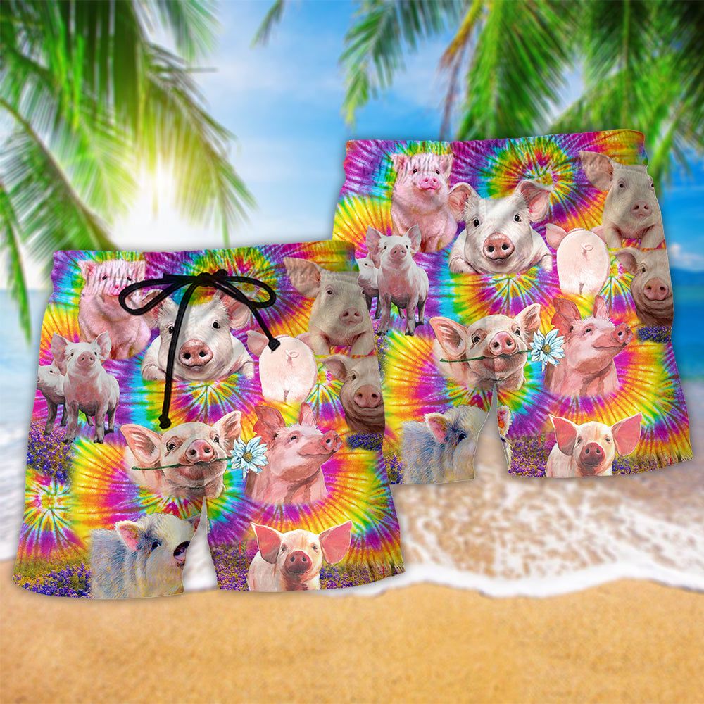 Pig Animals Easily Distracted By Piggy Very Cute Trendy Aloha Hawaiian Beach Shorts