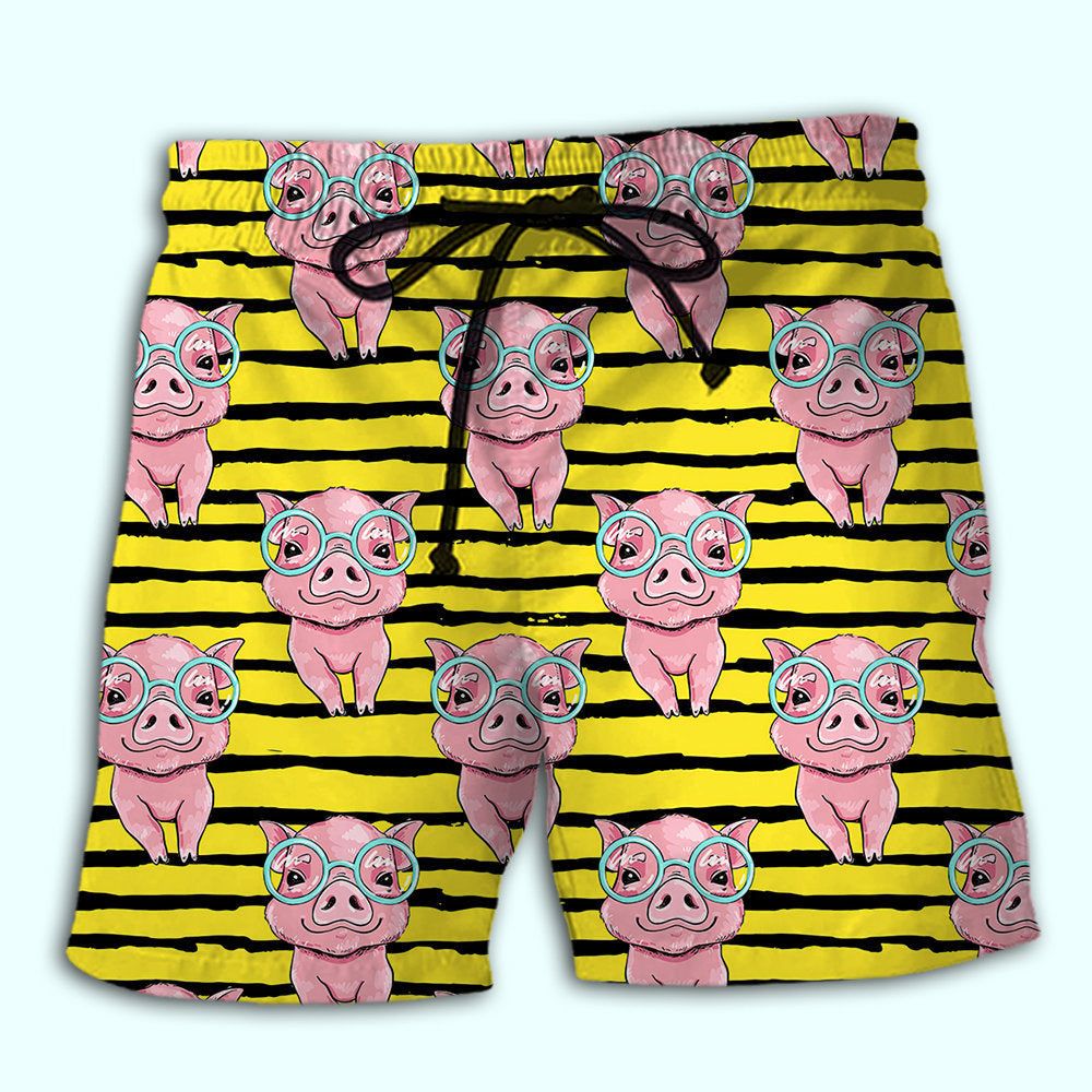Pig Cartoon So Cute Trendy Aloha Hawaiian Beach Shorts Pig Cartoon So Cute Trendy Aloha Hawaiian Beach Shorts