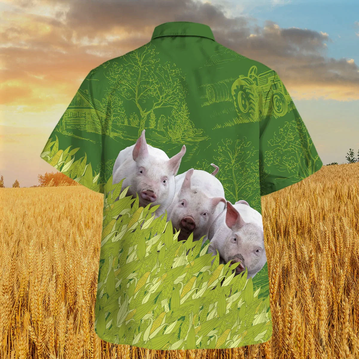 Pig Farm Corn Pattern Trendy Hawaiian Shirt, Pig Hawaii Shirt, Summer Trendy Hawaiian Shirt For Men And Women Pig Farm Corn Pattern Trendy Hawaiian Shirt, Pig Hawaii Shirt, Summer Trendy Hawaiian Shirt For Men And Women