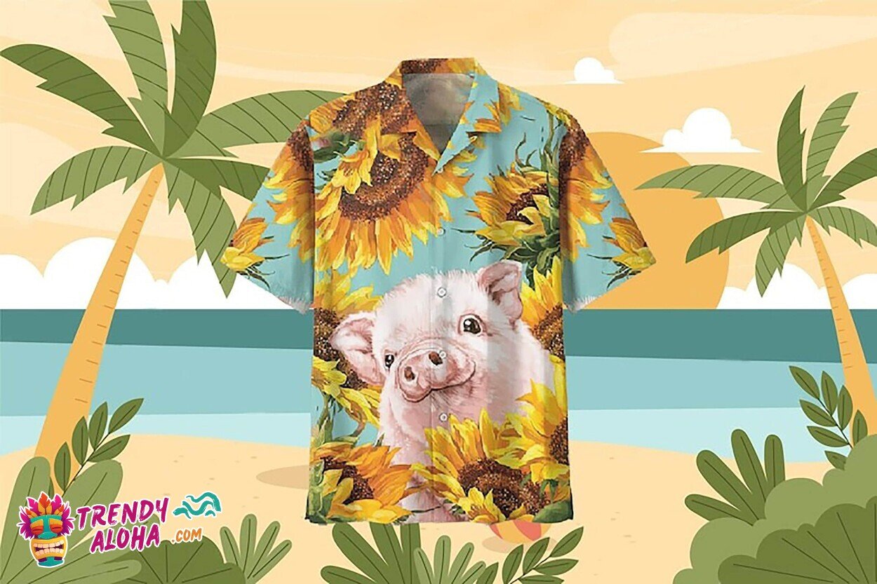 Pig Flower Lover Tropical Hawaiian Beach Shirt Summer Aloha