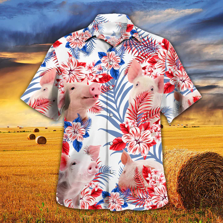 Pig Lovers American Flag Trendy Hawaiian Shirt, Pig Aloha Trendy Hawaiian Shirt, Trendy Hawaiian Shirt Men, Trendy Hawaiian Shirt Women