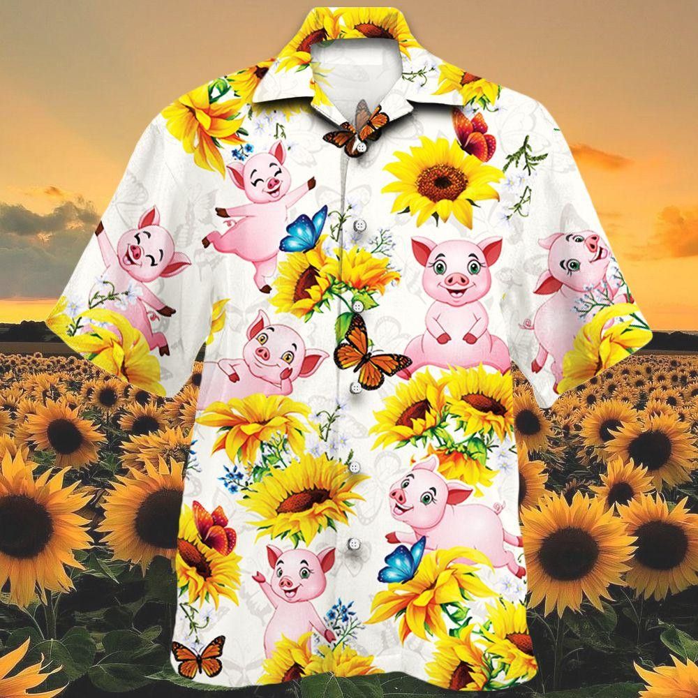 Pig Lovers Sun Flower Trendy Hawaiian Shirt, Unisex Print Aloha Short Sleeve Casual Shirt Summer Gifts Pig Lovers Sun Flower Trendy Hawaiian Shirt, Unisex Print Aloha Short Sleeve Casual Shirt Summer Gifts