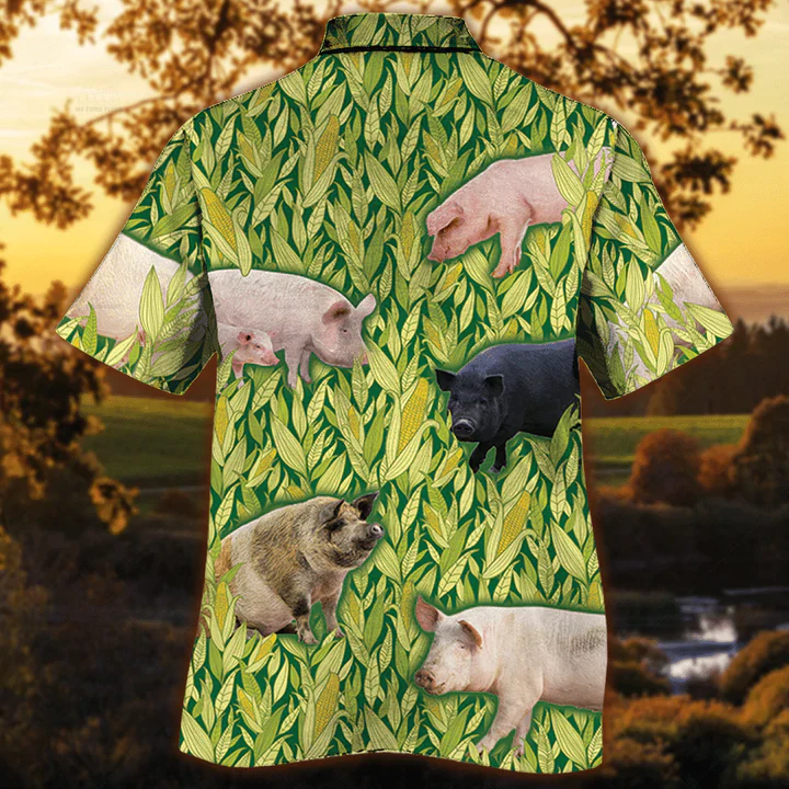 Pig Lovers Trendy Hawaiian Shirt, Vintage Farm Trendy Hawaiian Shirts For Men – Animals Button Down Mens Trendy Hawaiian Shirts